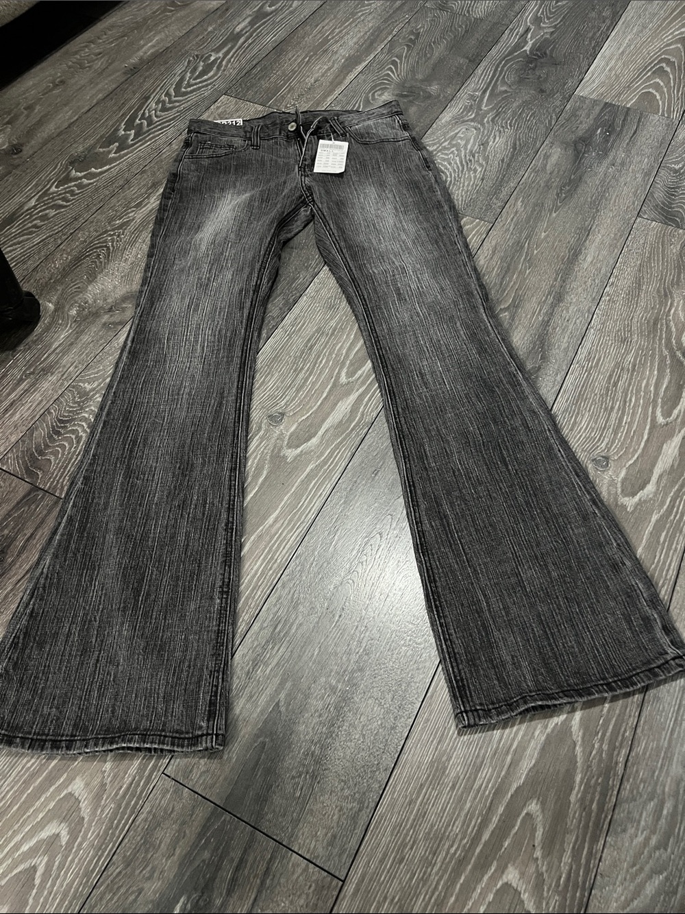 Women's Black Faded Flare Jeans - Mid Rise